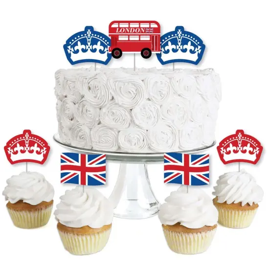 Big Dot of Happiness Cheerio, London - Dessert Cupcake Toppers - British UK Party Clear Treat Picks - Set of 24 {1}