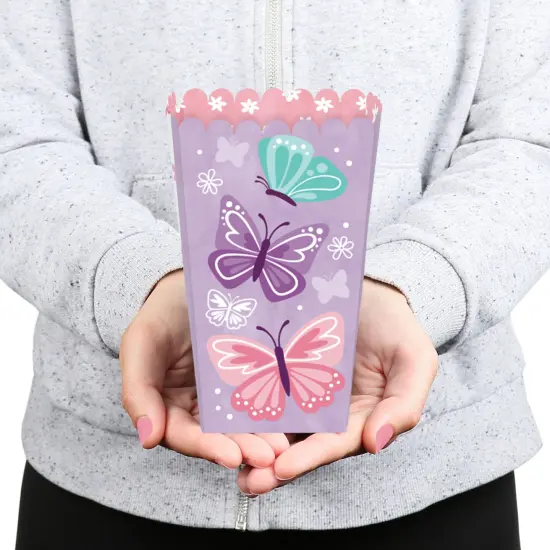 Big Dot of Happiness Beautiful Butterfly - Floral Baby Shower or Birthday Party Favor Popcorn Treat Boxes - Set of 12 {6}