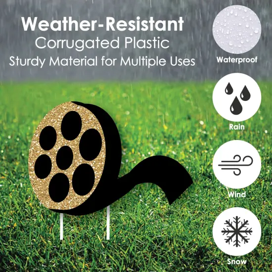 Big Dot of Happiness Red Carpet - Yard Sign and Outdoor Lawn Decorations - Movie Night Party Yard Signs - Set of 8 {4}