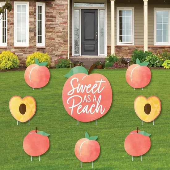Big Dot of Happiness Sweet as a Peach - Yard Sign and Outdoor Lawn Decorations - Fruit Themed Baby Shower or Birthday Party Yard Signs - Set of 8 {1}