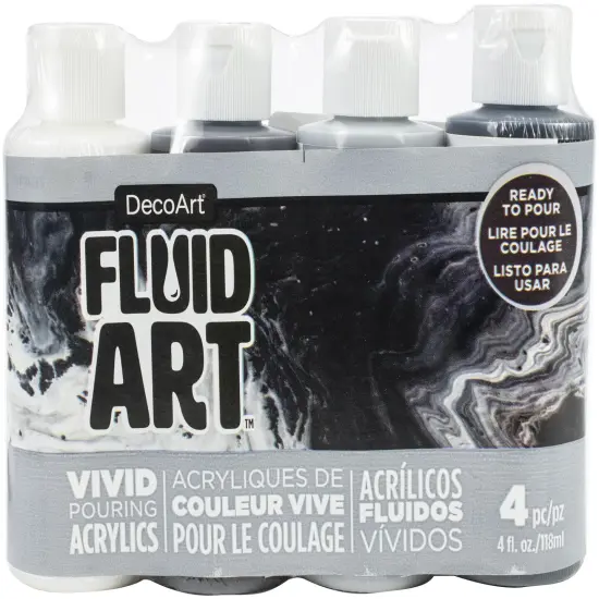DecoArt FluidArt Paint Pouring Value Pack 4/Pkg-Neutral {1}