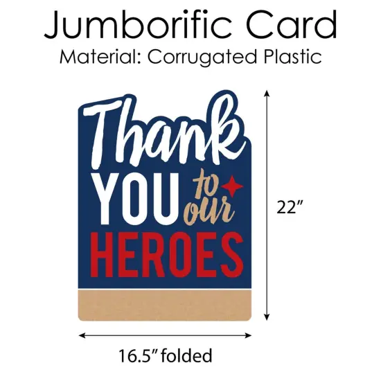 Big Dot of Happiness Thank You to Our Heroes - Appreciation Giant Greeting Card - Big Shaped Jumborific Card {6}
