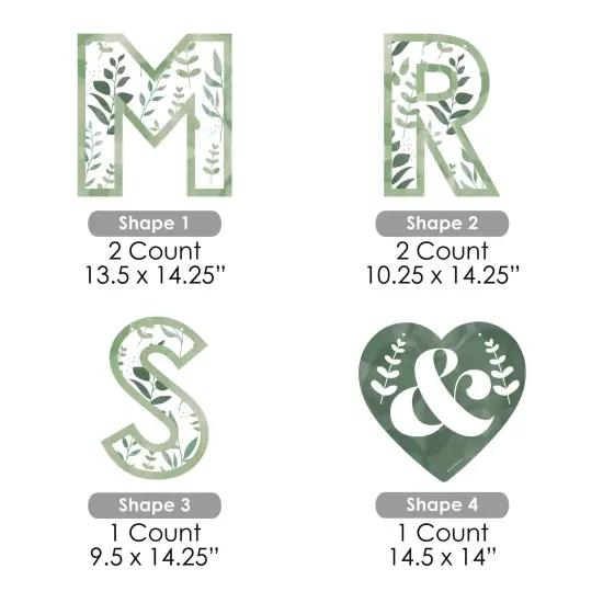 Big Dot of Happiness Boho Botanical Bride - Greenery Bridal Shower and Wedding Party Decorations - Mr and Mrs - Outdoor Letter Banner {7}