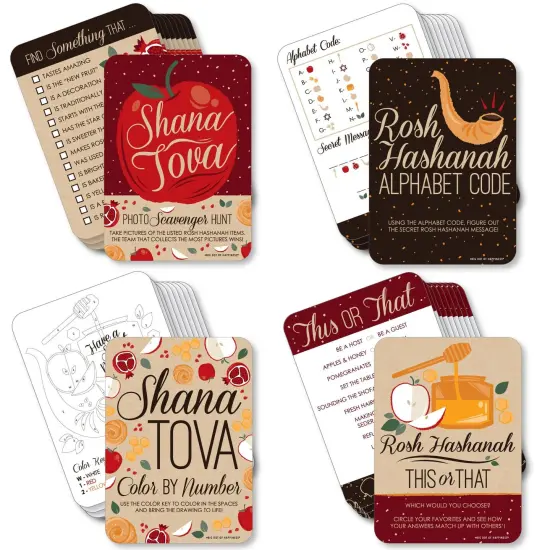 Big Dot of Happiness Rosh Hashanah - 4 New Year Party Games - 10 Cards Each - Gamerific Bundle {1}