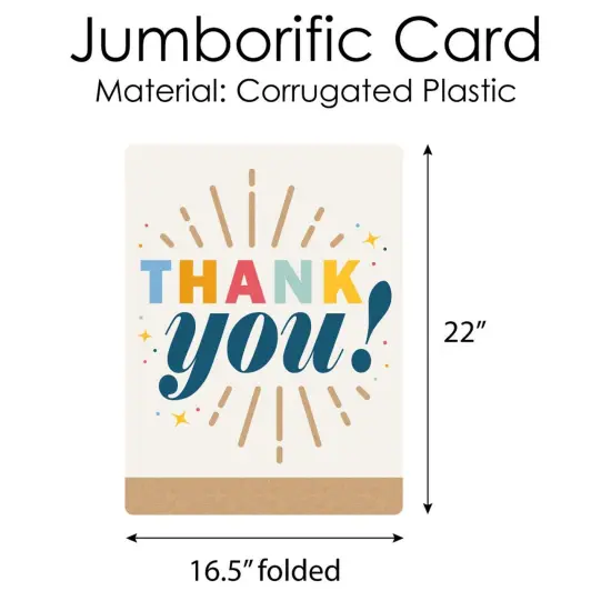 Big Dot of Happiness Thank You So Very Much - Gratitude Giant Greeting Card - Big Shaped Jumborific Card {6}