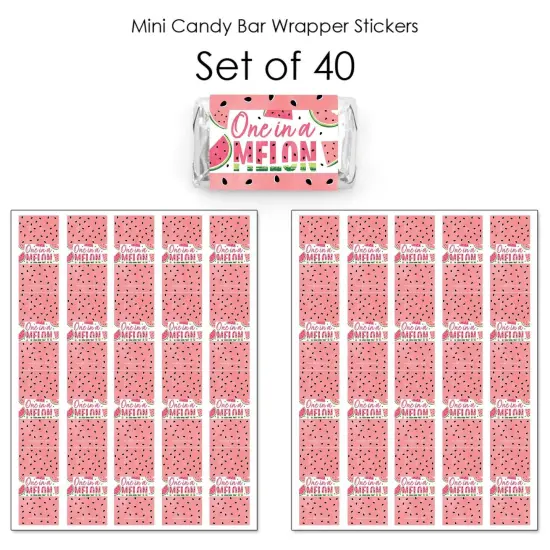 Big Dot of Happiness Sweet Watermelon - Mini Candy Bar Wrapper Stickers - Fruit Party Small Favors - 40 Count {4}