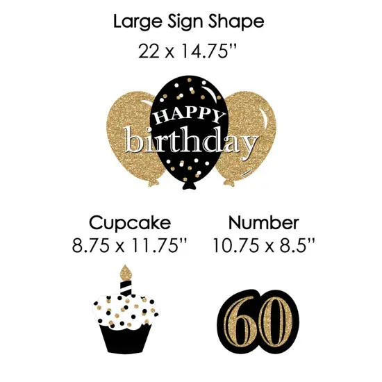 Big Dot of Happiness Adult 60th Birthday - Gold - Yard Sign and Outdoor Lawn Decorations - Happy Birthday Party Yard Signs - Set of 8 {7}
