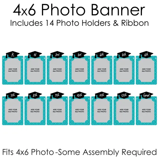 Big Dot of Happiness Teal Grad - Best is Yet to Come - DIY Turquoise Graduation Party Decor - K-12 School Picture Display - Photo Banner {6}