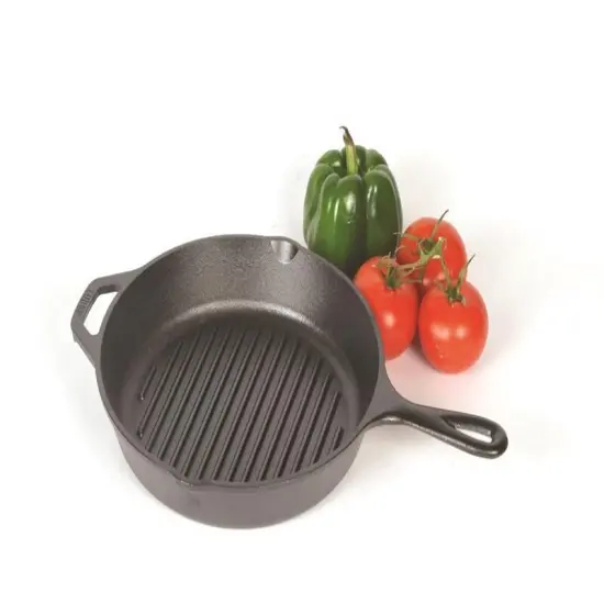 Lodge Logic Pre Seasoned Cast Iron Ribbed Grill Pan 10.25 x 2 in {4}