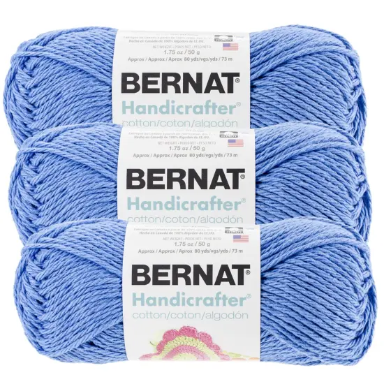 (Pack of 3) Bernat Handicrafter Cotton Yarn - Solids-Blueberry {1}