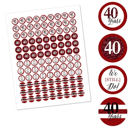 Big Dot of Happiness We Still Do - 40th Wedding Anniversary - Party Round Candy Sticker Favors - Labels Fits Chocolate Candy (1 sheet of 108) {3}