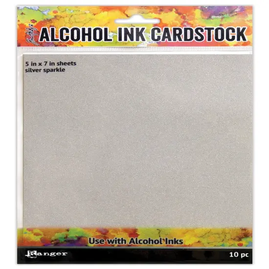 Tim Holtz Alcohol Ink Cardstock 5"X7" 10/Pkg-Silver Sparkle {1}