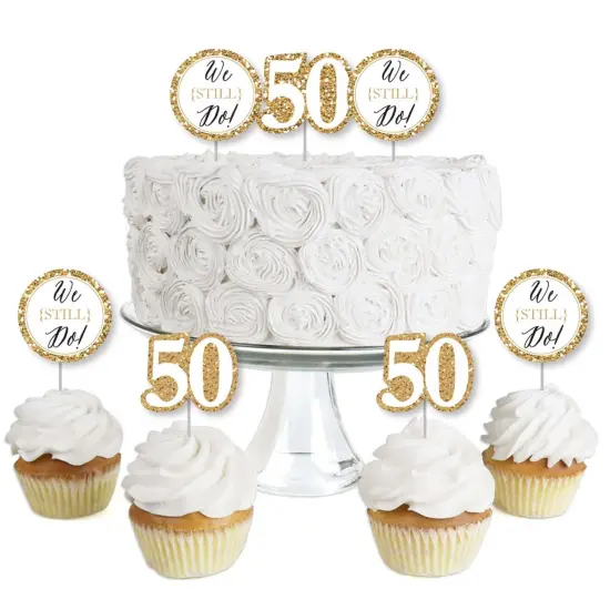 Big Dot of Happiness We Still Do - 50th Wedding Anniversary - Dessert Cupcake Toppers - Anniversary Party Clear Treat Picks - Set of 24 {1}