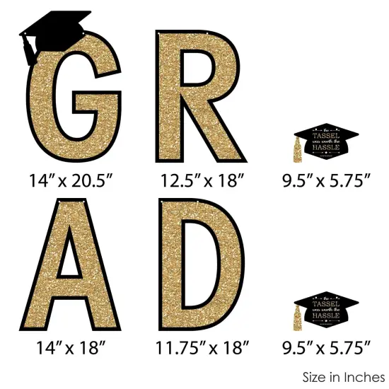 Big Dot of Happiness Tassel Worth The Hassle - Gold - Large Graduation Party Decorations - GRAD - Outdoor Letter Banner {7}
