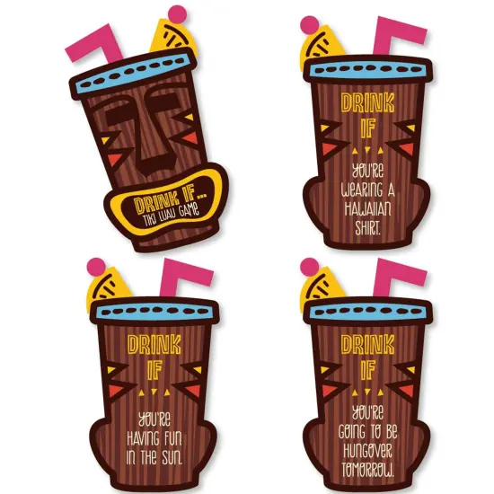 Big Dot of Happiness Drink If Game - Tiki Luau - Tropical Hawaiian Summer Party Game - 24 Count {1}