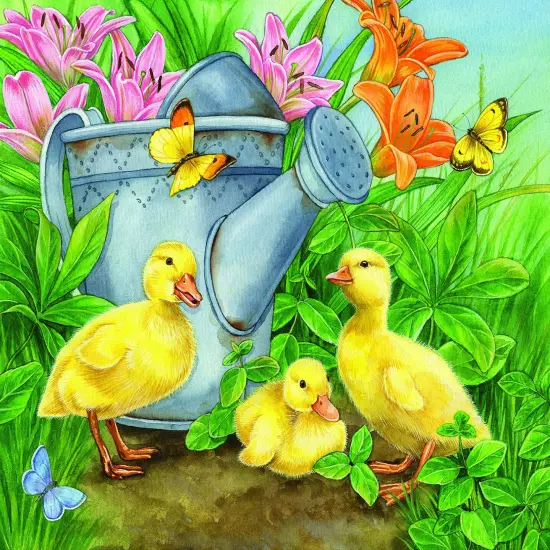 Sunsout Ducklings and Butterflies 300 pc Jigsaw Puzzle 16078 {1}