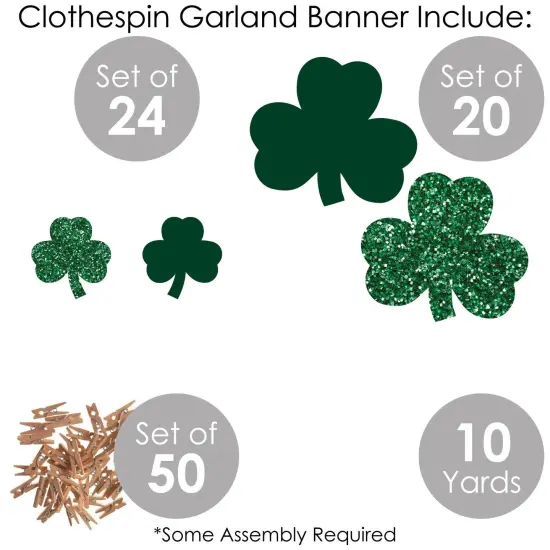Big Dot of Happiness St. Patrick's Day - Saint Paddy's Day Party DIY Decorations - Clothespin Garland Banner - 44 Pieces {6}