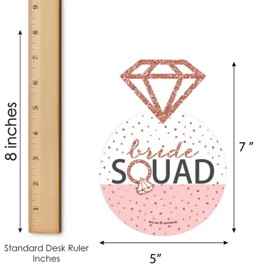Big Dot of Happiness Bride Squad - Bar Bingo Cards and Markers - Rose Gold Bridal Shower or Bachelorette Party Shaped Bingo Game - Set of 18 {6}