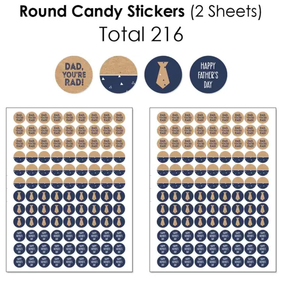 Big Dot of Happiness My Dad is Rad - Mini Candy Bar Wrappers, Round Candy Stickers & Circle Stickers - Father's DayCandy Favor Sticker Kit - 304 Pcs {6}