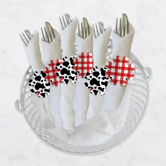 Big Dot of Happiness Farm Animals - Barnyard Baby Shower or Birthday Party Paper Napkin Holder - Napkin Rings - Set of 24 {4}