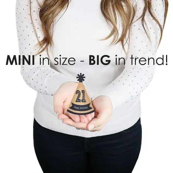 Big Dot of Happiness Finally 21 - Mini Cone 21st Birthday Party Hats - Small Little Party Hats - Set of 8 {4}