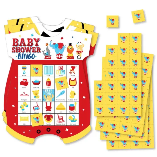 Big Dot of Happiness Carnival - Step Right Up Circus - Picture Bingo Cards and Markers - Carnival Themed Baby Shower Shaped Bingo Game - Set of 18 {1}