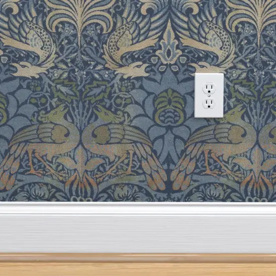 Peel & Stick Wallpaper 2FT Wide Medieval Antique Look Victorian Morris Damask Edwardian Custom Removable Wallpaper by Spoonflower {4}