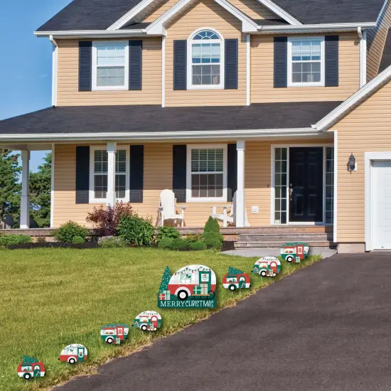 Big Dot of Happiness Camper Christmas - Yard Sign and Outdoor Lawn Decorations - Red and Green Holiday Party Yard Signs - Set of 8 {3}