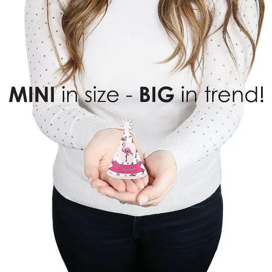 Big Dot of Happiness Pink Flamingo - Party Like a Pineapple - Tropical Summer Mini Cone Hats - Small Little Party Hats - Set of 8 {4}