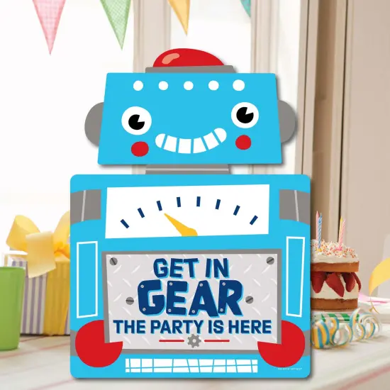 Big Dot of Happiness Gear Up Robots - Party Decorations - Birthday Party or Baby Shower Welcome Yard Sign {7}