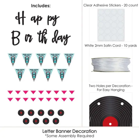 Big Dot of Happiness 50's Sock Hop - 1950s Rock N Roll Birthday Party Letter Banner Decoration - 36 Banner Cutouts and Happy Birthday Banner Letters {6}