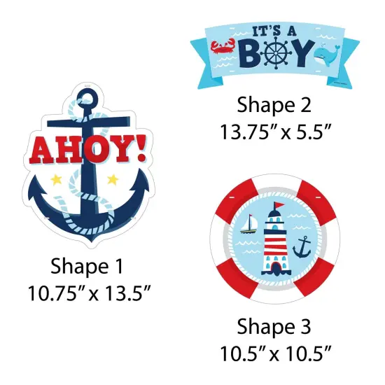 Big Dot of Happiness Ahoy It's a Boy - Hanging Porch Nautical Baby Shower Outdoor Decorations - Front Door Decor - 3 Piece Sign {7}