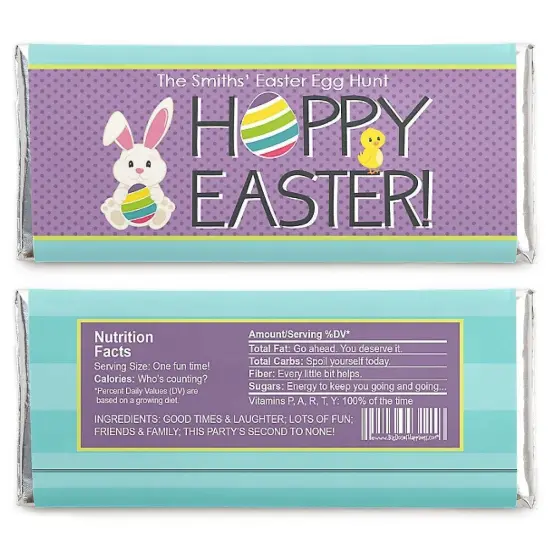 Big Dot of Happiness Hippity Hoppity - Candy Bar Wrapper Easter Bunny Party Favors - Set of 24 {3}