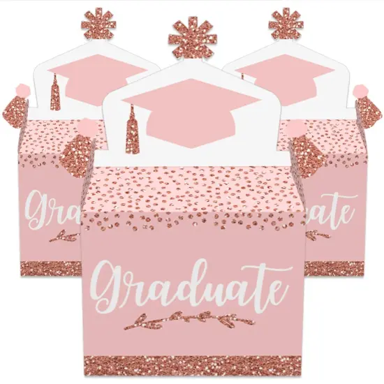 Big Dot of Happiness Rose Gold Grad - Treat Box Party Favors -Graduation Party Goodie Gable Boxes - Set of 12 {3}