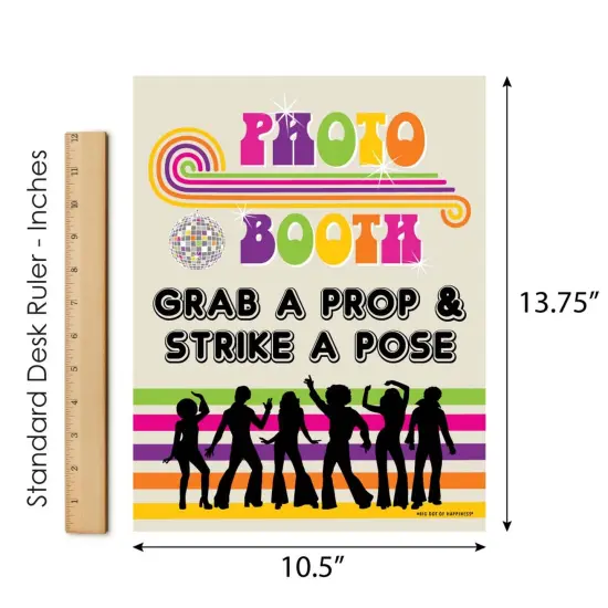 Big Dot of Happiness 70's Disco Photo Booth Sign - 1970s Disco Fever Party Decor - Printed on Sturdy Plastic- 10.5 x 13.75" - Sign with Stand - 1 Pc {7}
