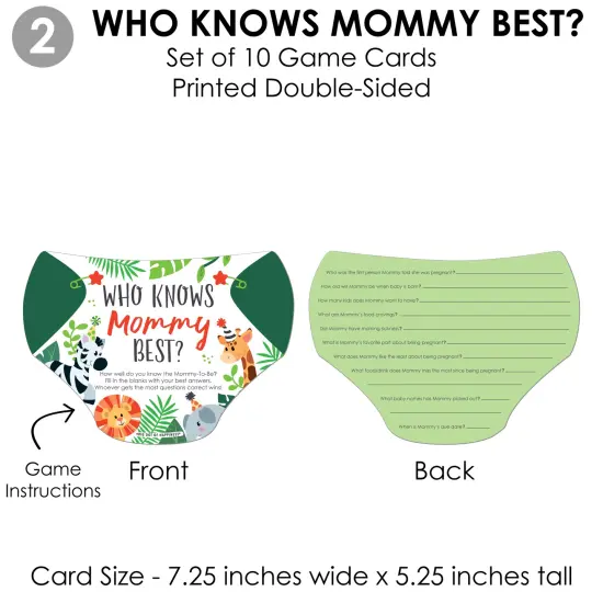 Big Dot of Happiness Jungle Party Animals - 4 Safari Zoo Animal Baby Shower Games - 10 Cards Each - Gamerific Bundle {7}