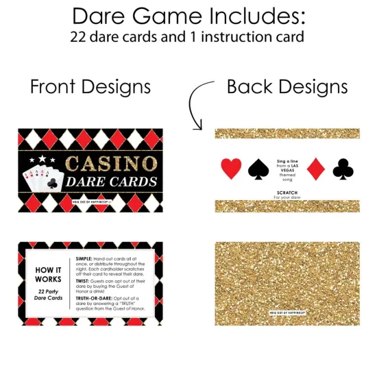 Big Dot of Happiness Las Vegas - Casino Party Game Scratch Off Dare Cards - 22 Count {6}