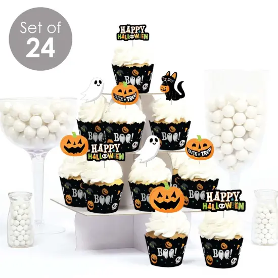 Big Dot of Happiness Jack-O'-Lantern Halloween - Cupcake Decoration - Kids Halloween Party Cupcake Wrappers and Treat Picks Kit - Set of 24 {3}