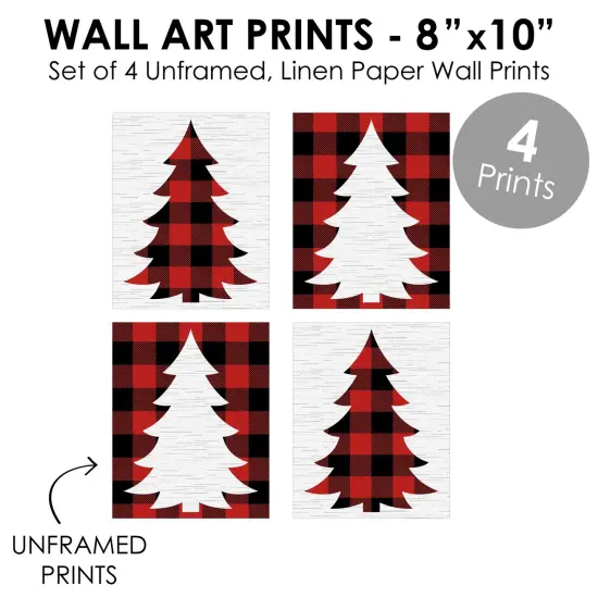 Big Dot of Happiness Holiday Plaid Trees - Unframed Buffalo Plaid Christmas Linen Paper Wall Art - Set of 4 - Artisms - 8 x 10 inches {6}