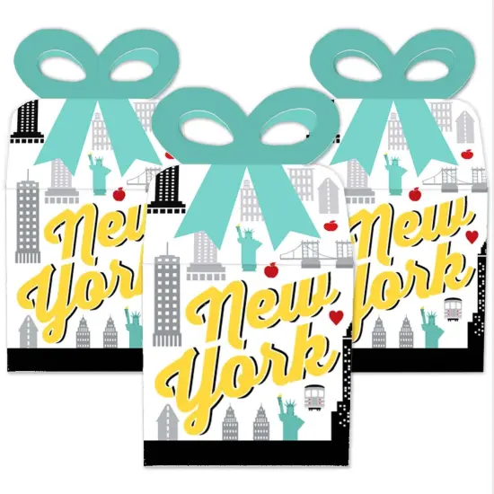 Big Dot of Happiness NYC Cityscape - Square Favor Gift Boxes - New York City Party Bow Boxes - Set of 12 {3}