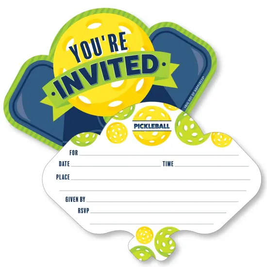 Big Dot of Happiness Let&rsquo;s Rally - Pickleball - Shaped Fill-In Invitations - Birthday or Retirement Party Invitation Cards with Envelopes - Set of 12 {1}