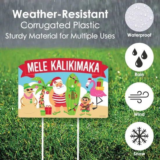 Big Dot of Happiness Tropical Christmas - Beach Santa Holiday Party Yard Sign Lawn Decorations - Mele Kalikimaka Party Yardy Sign {6}