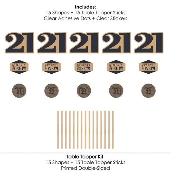 Big Dot of Happiness Finally 21 - 21st Birthday Party Centerpiece Sticks - Table Toppers - Set of 15 {7}