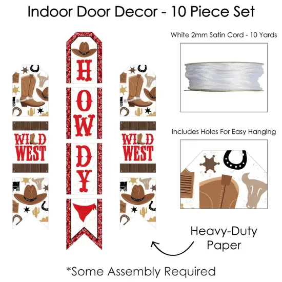 Big Dot of Happiness Western Hoedown - Hanging Vertical Paper Door Banners - Wild West Cowboy Party Wall Decoration Kit - Indoor Door Decor {6}