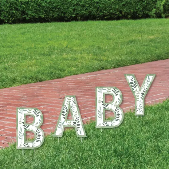Big Dot of Happiness Boho Botanical Baby - Yard Sign Outdoor Lawn Decorations - Greenery Baby Shower Yard Signs - BABY {3}