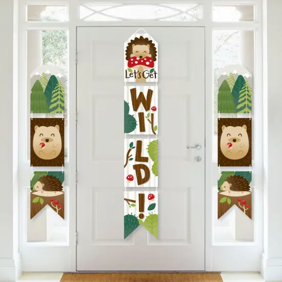Big Dot of Happiness Forest Hedgehogs - Vertical Paper Door Banners - Woodland Birthday Party or Baby Shower Wall Decoration Kit - Indoor Door Decor {1}