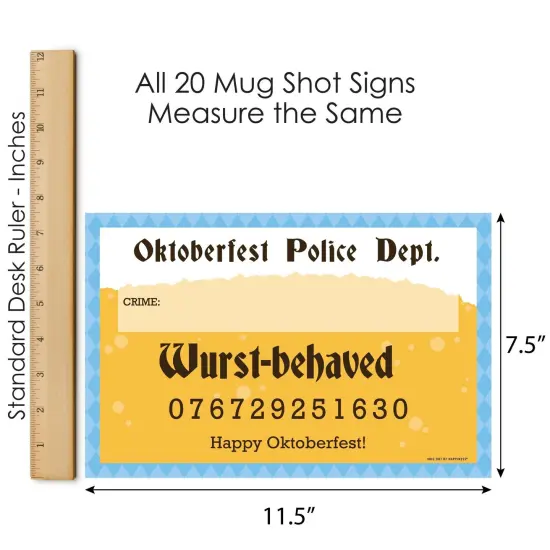 Big Dot of Happiness Oktoberfest - Beer Festival Mug Shots - Photo Booth Props Mugshot Signs - 20 Count {7}