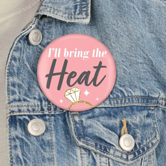 Big Dot of Happiness I'll Bring the Bling - 3 inch Pink and Gold Bachelorette Party Badge - Pinback Buttons - Set of 8 {4}