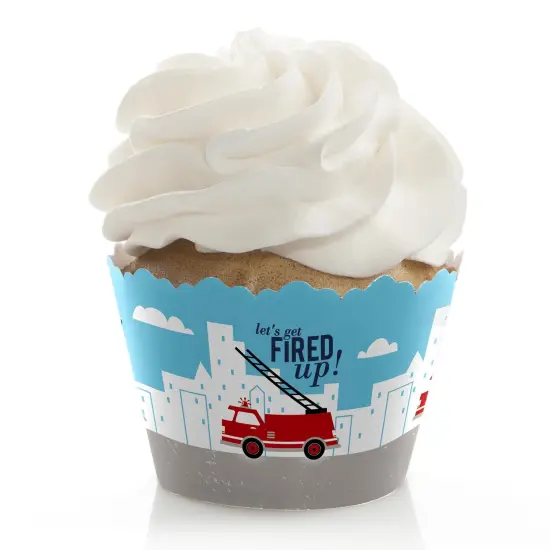 Big Dot of Happiness Fired Up Fire Truck - Firefighter Firetruck Baby Shower or Birthday Party Decorations - Party Cupcake Wrappers - Set of 12 {1}