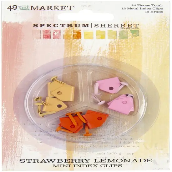 Spectrum Sherbet Mini Metal Index Clips & Brads 24/Pkg-Strawberry Lemonade {1}